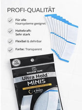 Walker Tape Ultra Hold Tape Minis, Rückseite der Verpackung mit Produktinformationen
